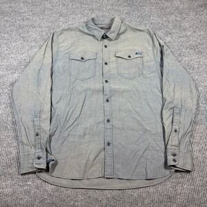 REI Shirt Men's L Long Sleeve Button Up Herringbone Outdoor Casual Gray